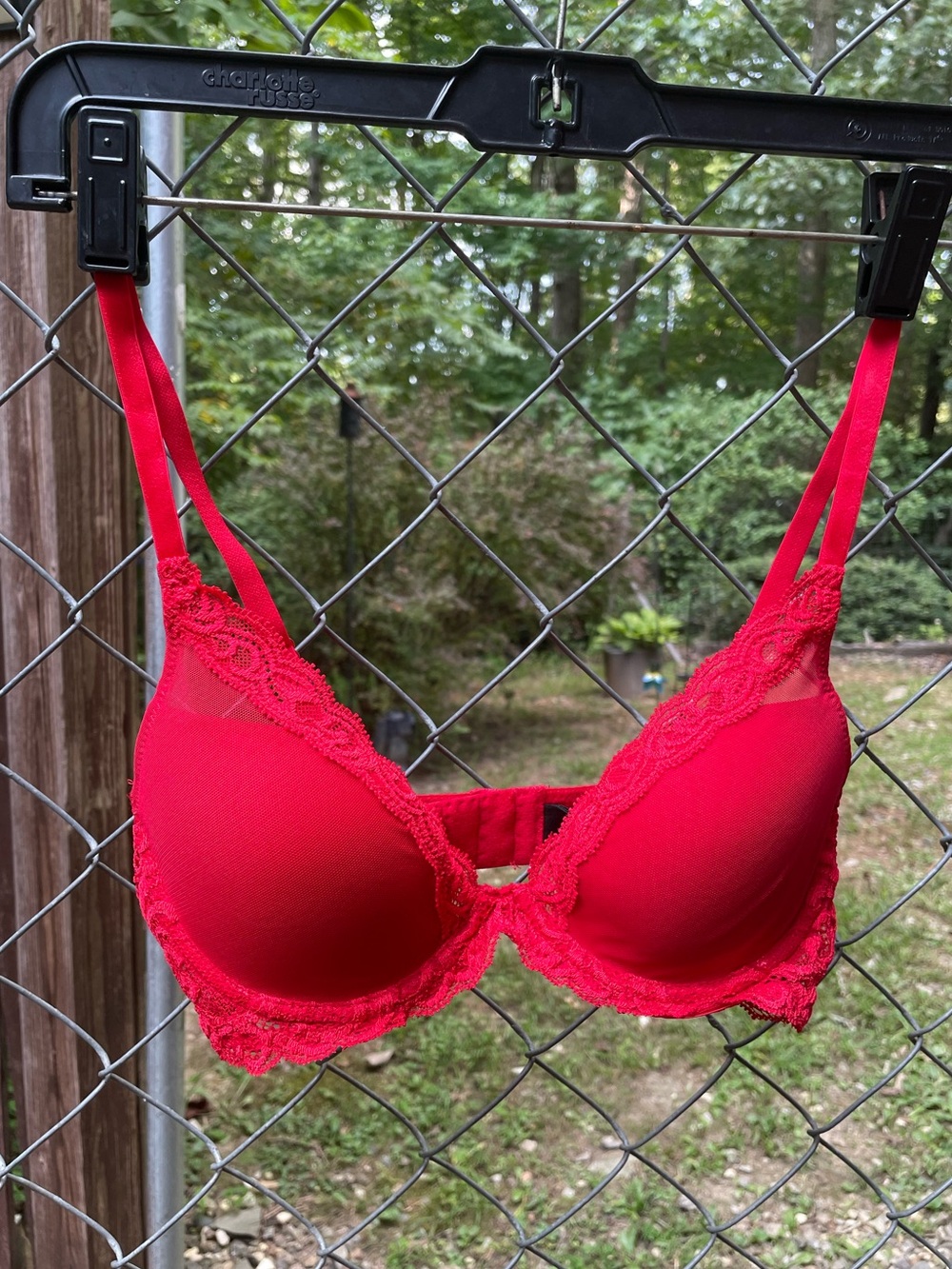 NWT Natori Feathers Plunge Bra Size 34 B Real Red